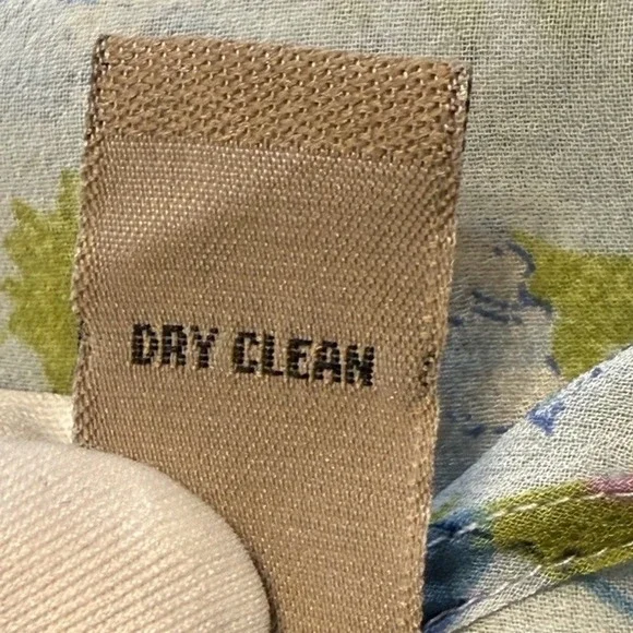 I.E.‎ Blue Green Floral Silk Ruffle V-Neck Button Down Top 10 Cottagecore 79-42 - Picture 4 of 14